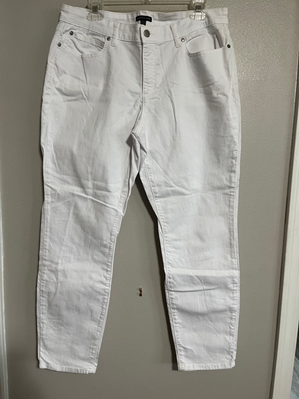 Eileen Fisher White Straight Leg Jeans
